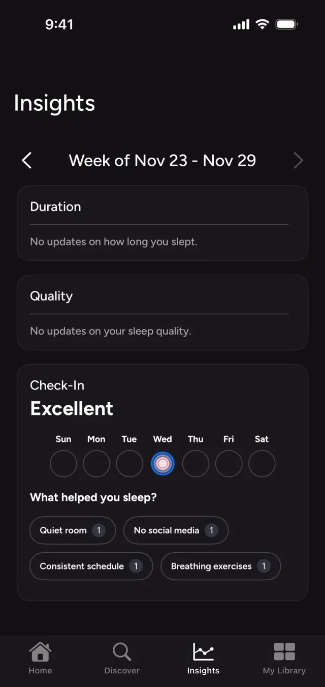 Calm Sleep — Health скриншот интерфейса