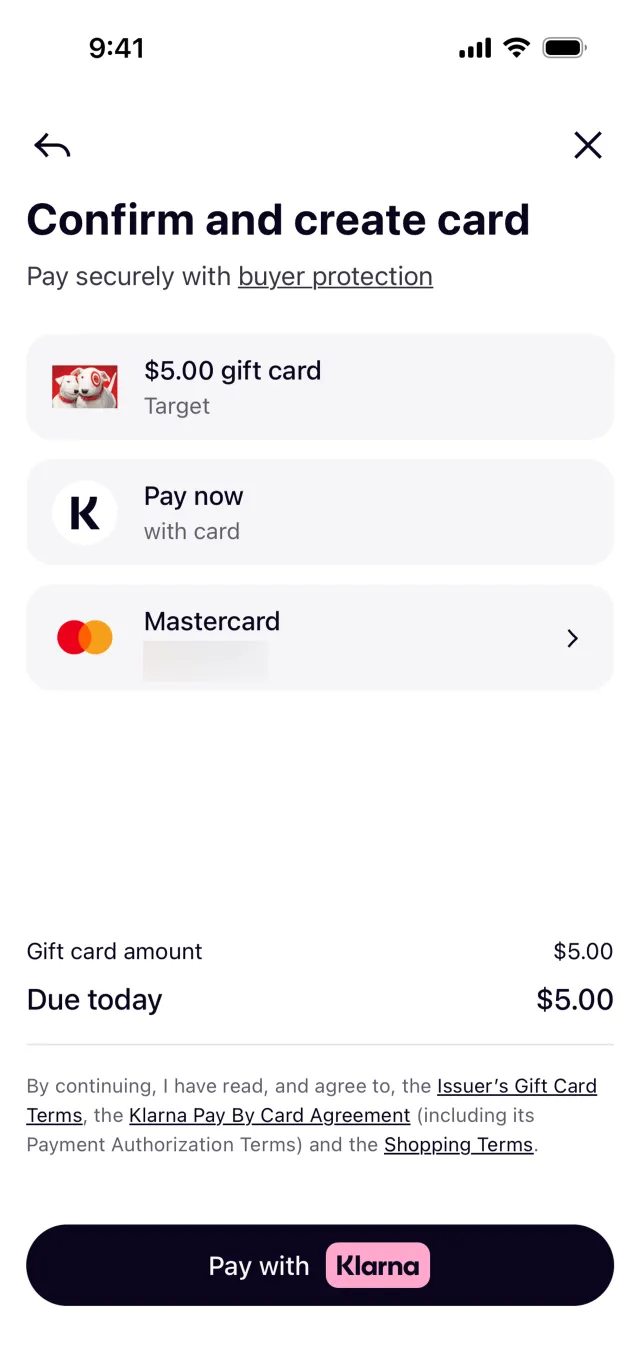 Klarna — Fintech скриншот интерфейса