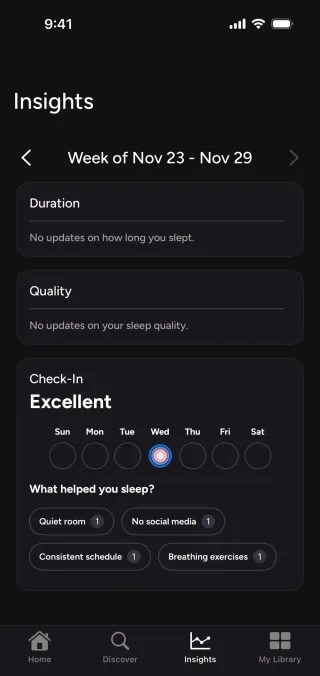 Calm Sleep — Health скриншот интерфейса