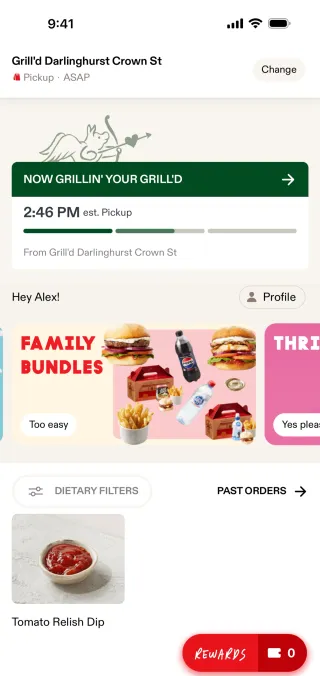 Grill'd — Food & Drink скриншот интерфейса