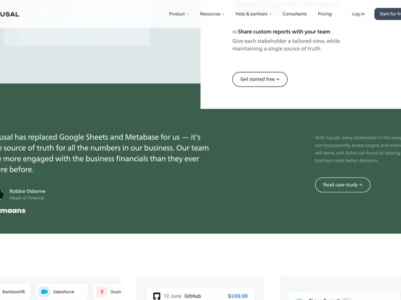 Causal — Fintech скриншот интерфейса