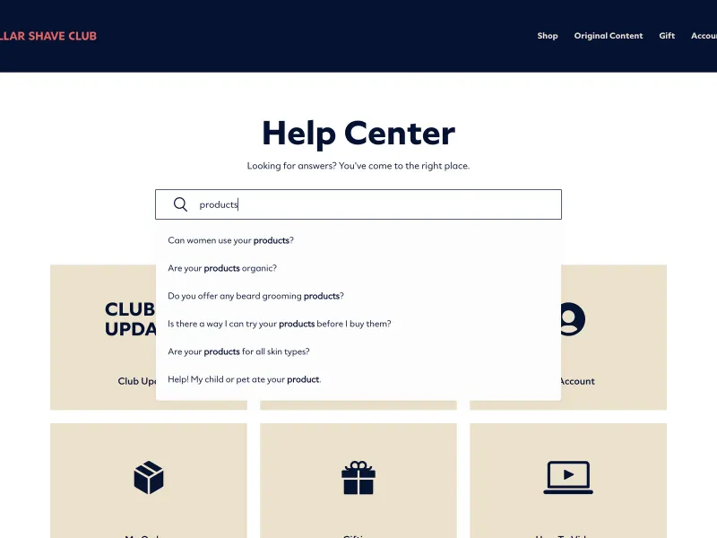 Dollar Shave Club — E-commerce скриншот интерфейса