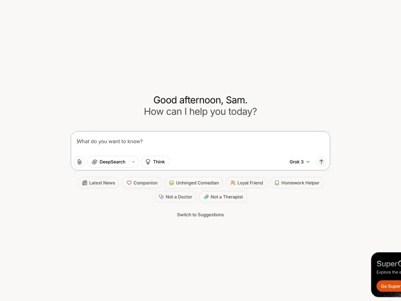 Grok — AI & ML скриншот интерфейса