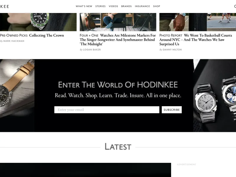 Hodinkee — E-commerce скриншот интерфейса