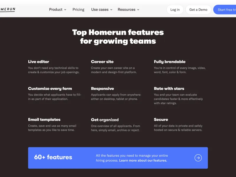 Homerun — HR скриншот интерфейса