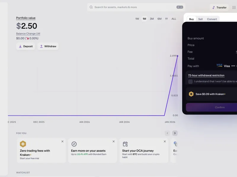 Kraken — Fintech скриншот интерфейса