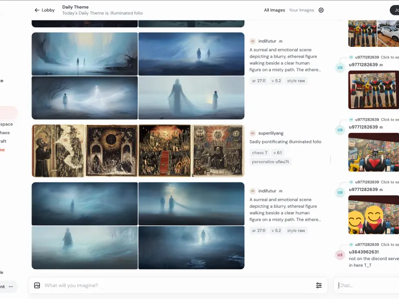 Midjourney — AI & ML скриншот интерфейса