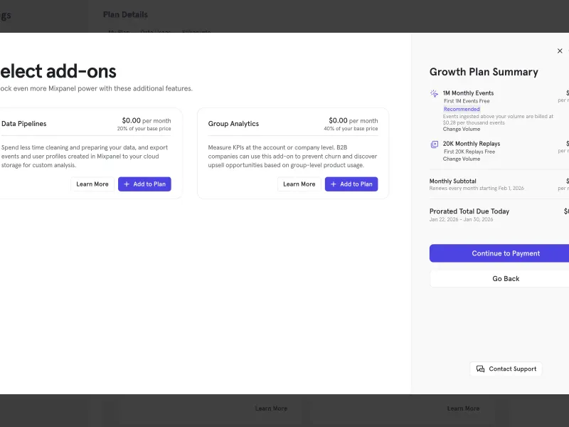 Mixpanel — Analytics скриншот интерфейса
