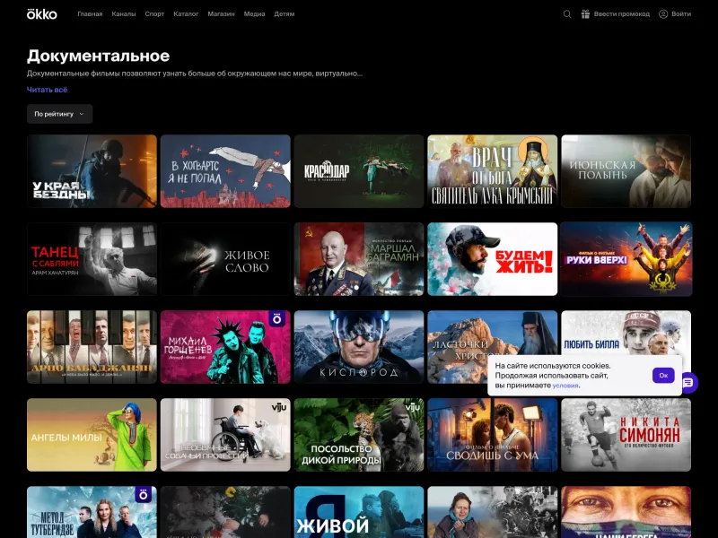 Okko — Entertainment скриншот интерфейса