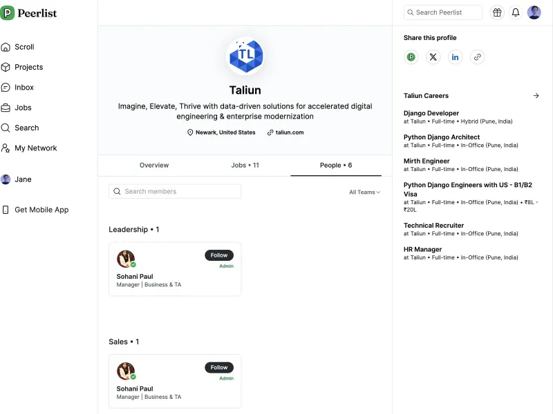 Peerlist — Social скриншот интерфейса