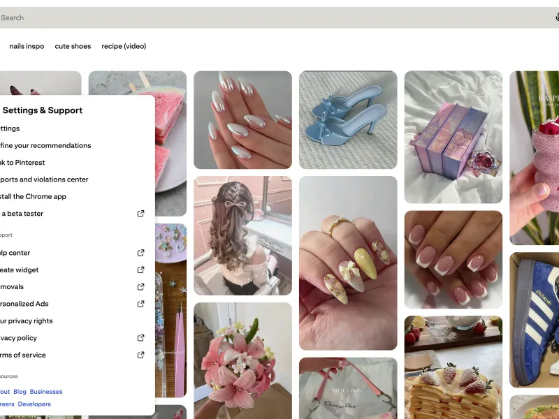 Pinterest — Social скриншот интерфейса