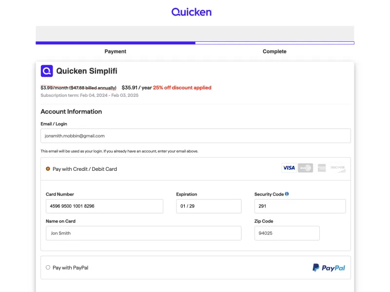 Quicken — Fintech скриншот интерфейса