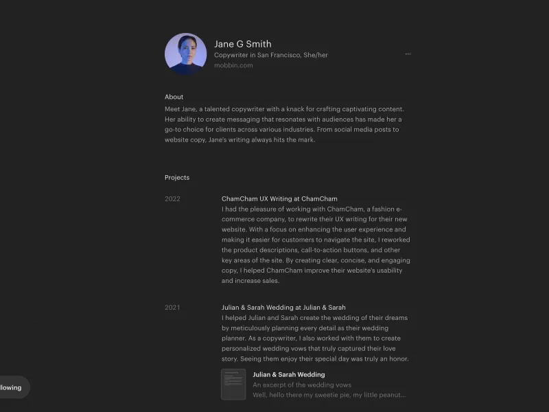 Read.cv — Social скриншот интерфейса