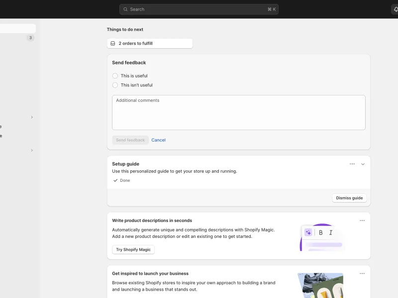 Shopify — E-commerce скриншот интерфейса