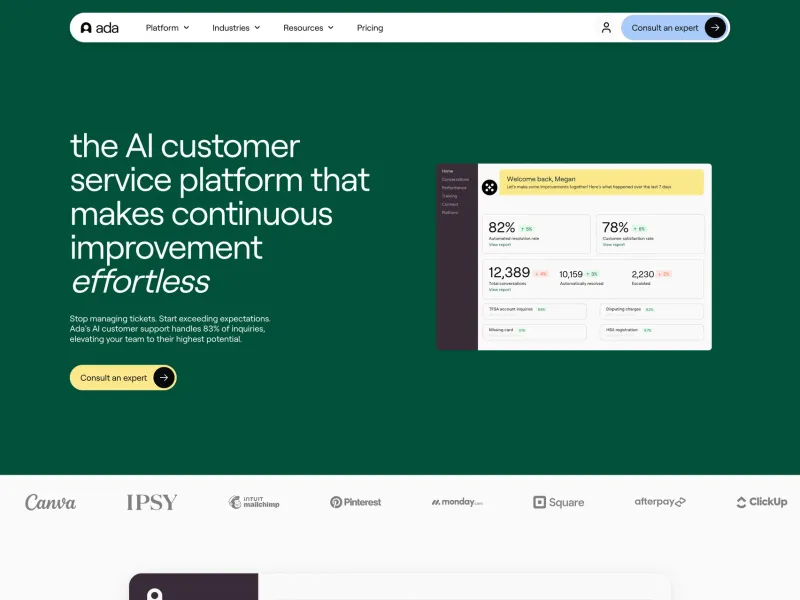 Ada — AI & ML скриншот интерфейса