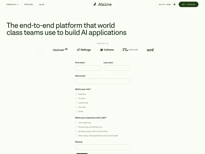 Adaline — Developer Tools скриншот интерфейса
