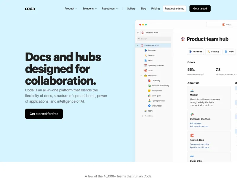Coda — SaaS скриншот интерфейса