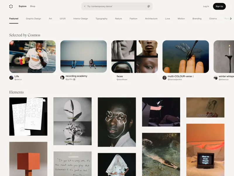 Cosmos — Design скриншот интерфейса