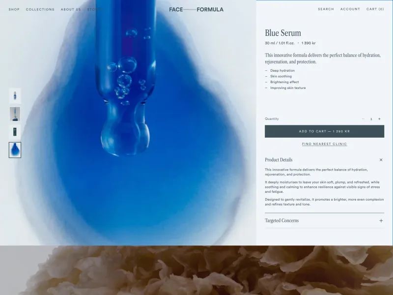 Face Formula — E-commerce скриншот интерфейса