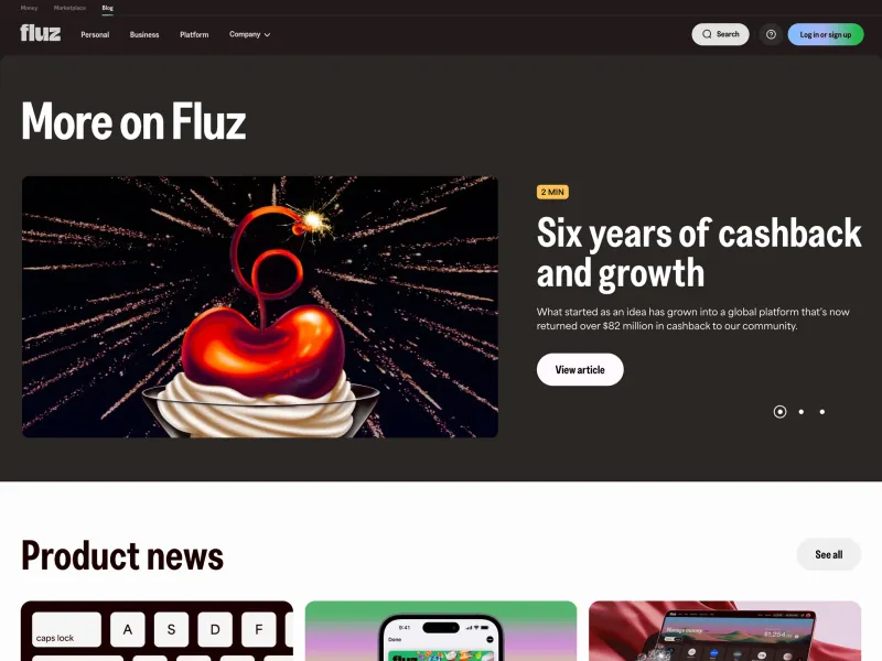 Fluz — Fintech скриншот интерфейса