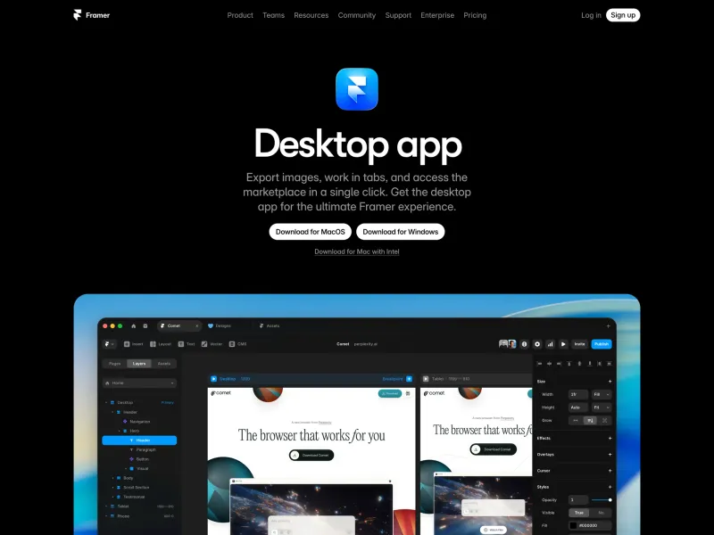 Framer — Design скриншот интерфейса