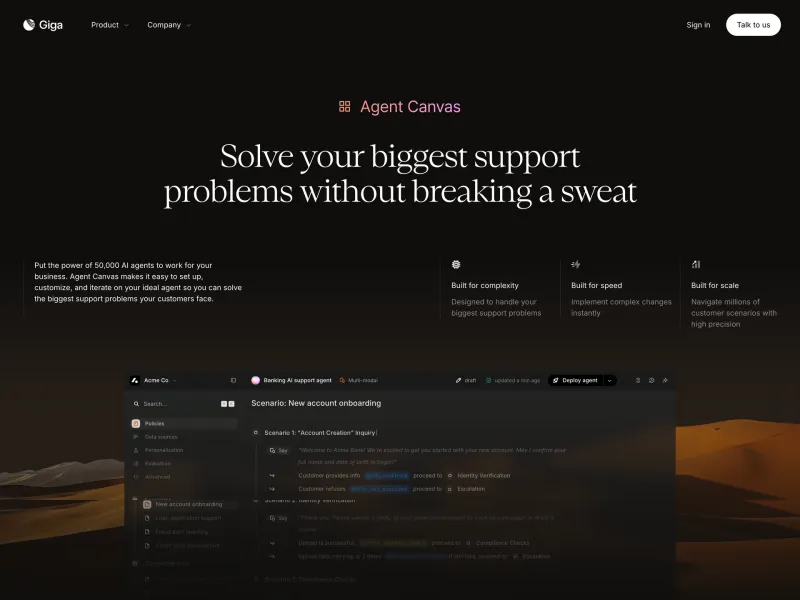 Giga — AI & ML скриншот интерфейса