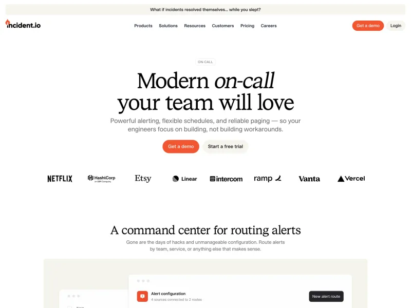 incident.io — Developer Tools скриншот интерфейса