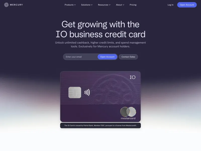 Mercury — Fintech скриншот интерфейса