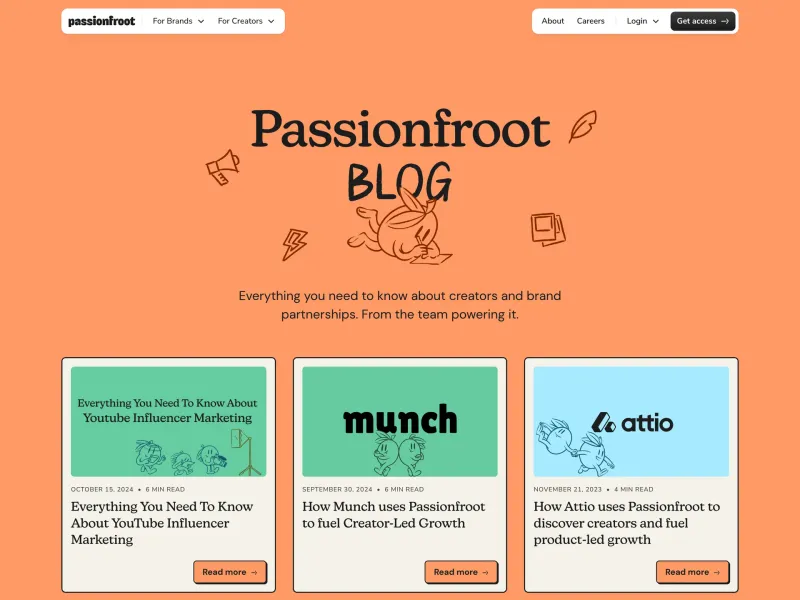 Passionfroot — Marketing скриншот интерфейса