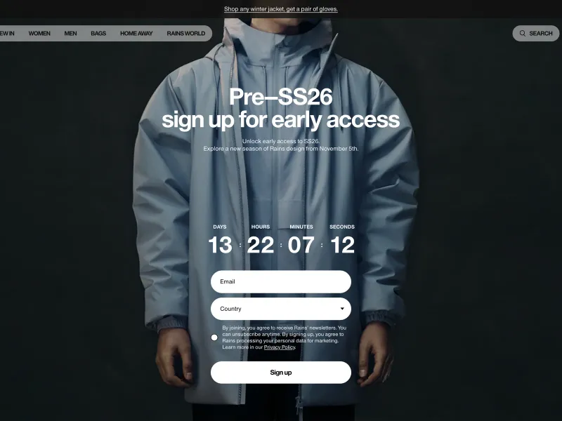 Rains — E-commerce скриншот интерфейса