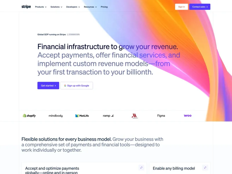 Stripe — Fintech скриншот интерфейса