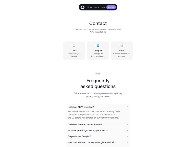 Visitors — Analytics скриншот интерфейса