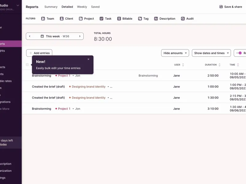 Toggl Track — Productivity скриншот интерфейса