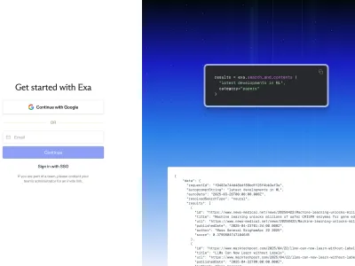 Exa — AI & ML скриншот интерфейса