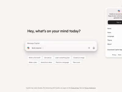 Microsoft Copilot — AI & ML скриншот интерфейса
