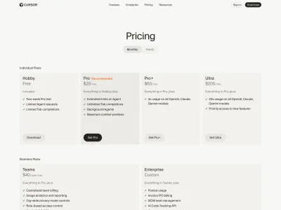 Cursor — Developer Tools скриншот интерфейса