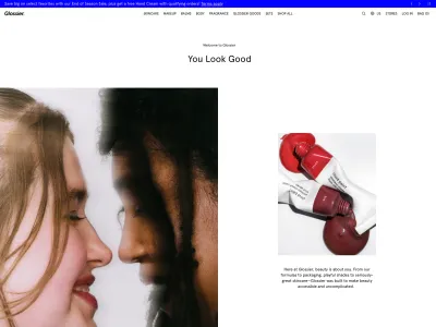 Glossier — E-commerce скриншот интерфейса