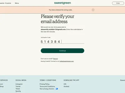 Sweetgreen — Food & Drink скриншот интерфейса