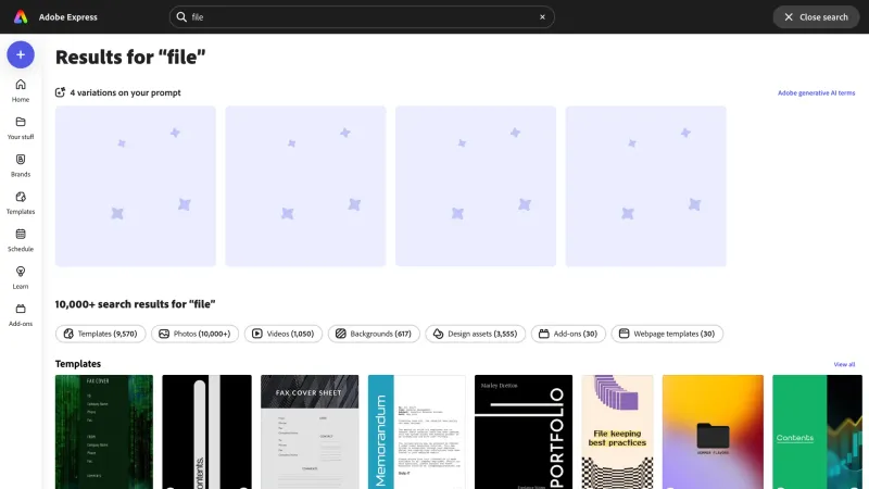 Adobe Express — Design, интерфейс, скриншот 3/595