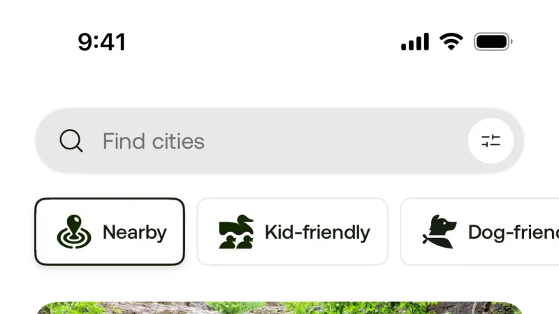 Search Bar — AllTrails, Travel UI