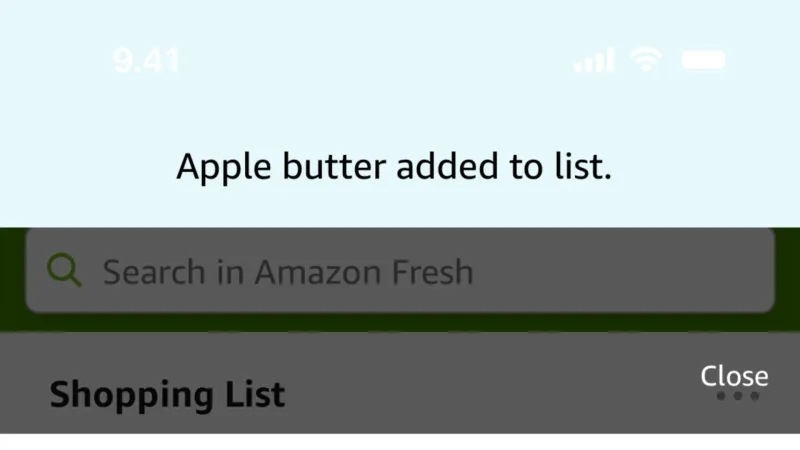 Toast — Amazon Shopping, E-commerce UI