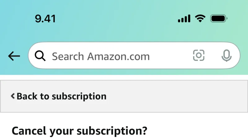 Cancel — Amazon Shopping, E-commerce UI