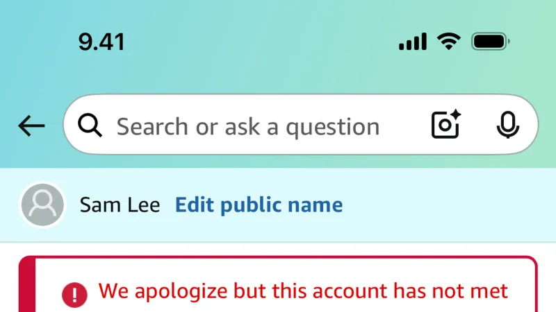 Error — Amazon Shopping, E-commerce UI
