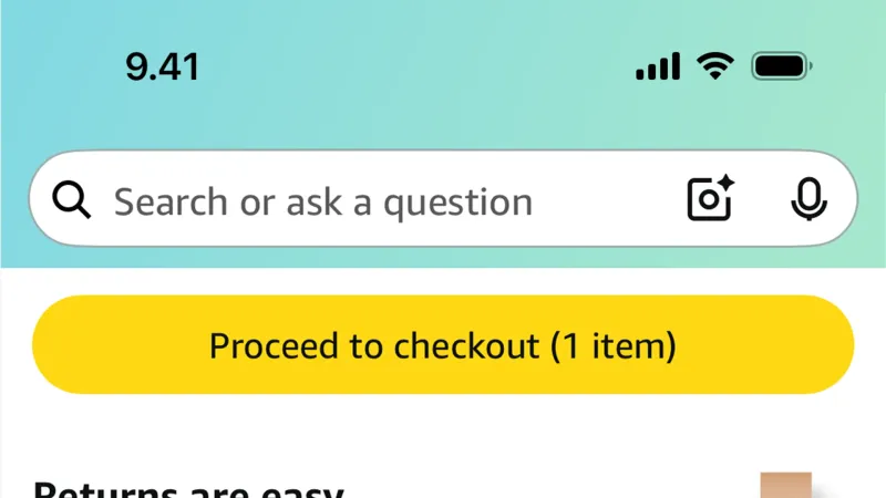 Toolbar — Amazon Shopping, E-commerce UI