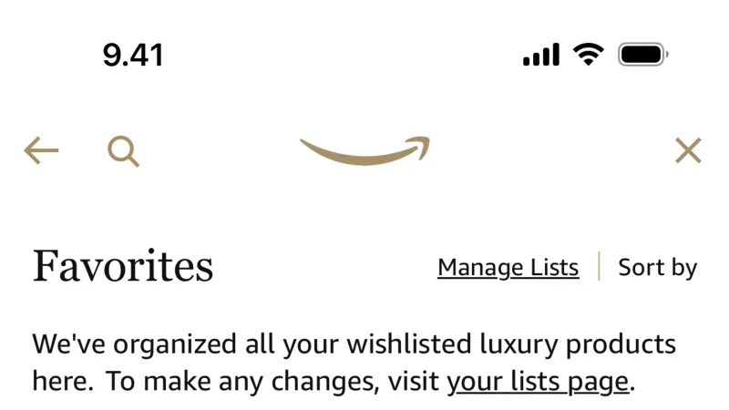 Bookmarks & Collections — Amazon Shopping, E-commerce UI