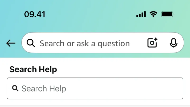 Help & Support — Amazon Shopping, E-commerce UI