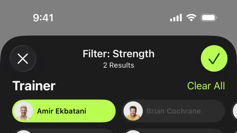 Filter & Sort — Apple Fitness, Health UI