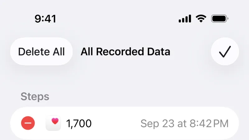 Delete — Apple Health, Health UI