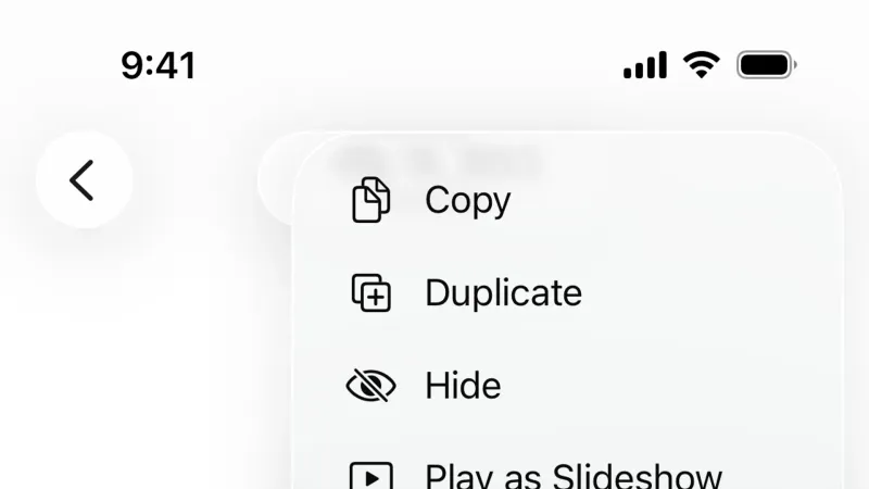 Action Option — Apple Photos, Productivity UI