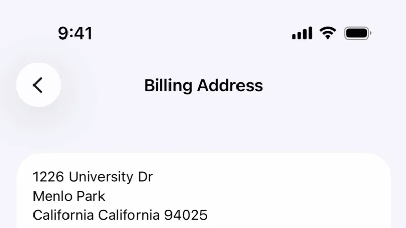 Location & Address — Apple Wallet, Fintech UI